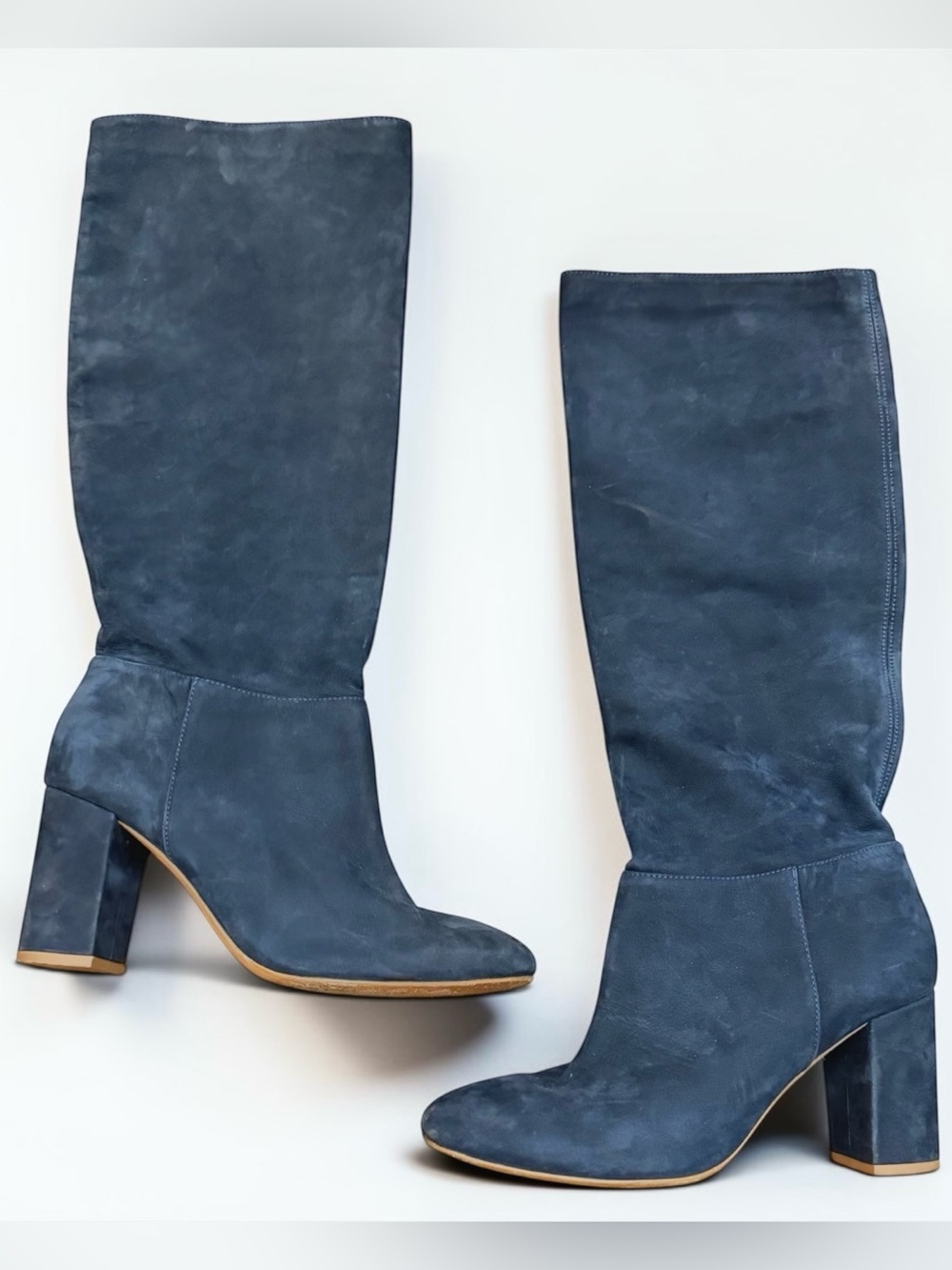 Schutz Blue Suede Knee High - Block Heel Boots - Made in Brazil - Size 8.5